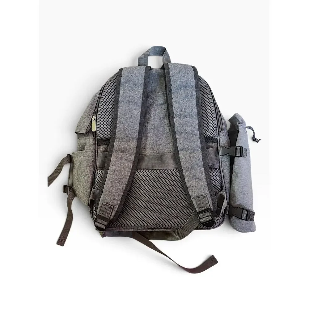 Insulated Cooler Backpack Gray Picnic Beach Camping Bag Bottle Holder